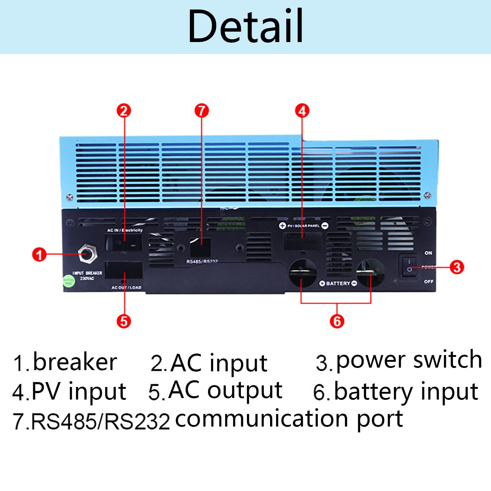 Inverter Ibrido a Onda Sinusoidale Pura MPPT da 5500 VA/5500 W con Caricabatterie Solare MPPT da 110 A, Convertitore Solare da CC 48 V a 220 V CA, Max PV 6000 W CC 120-500 V