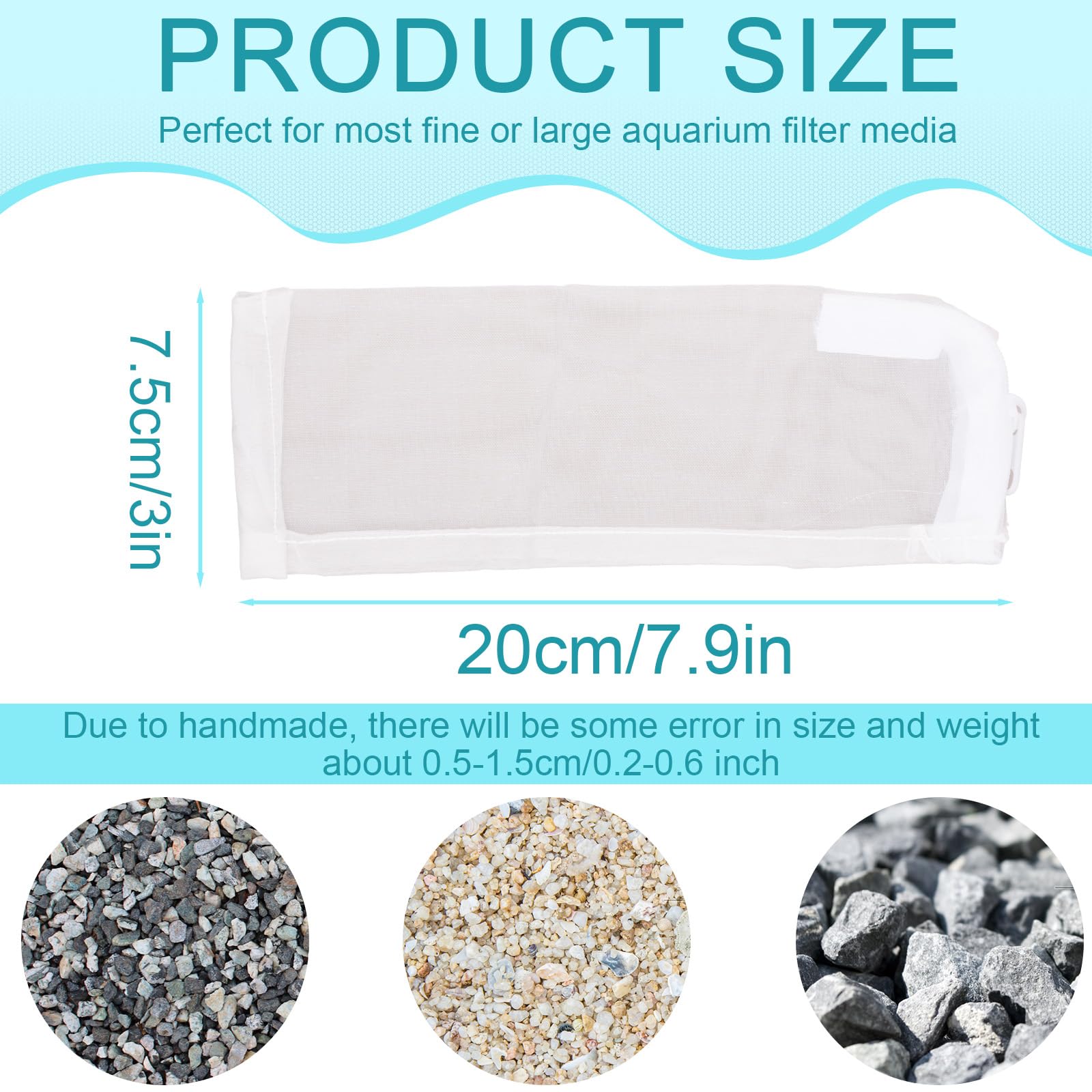 BOXOB 10pcs Aquarium Filter Media Bags, 100 Micron Extra Fine Media Filter Small Mesh Bags Purigen Sock for Fish Tank with Plastic Zipper for Activated Carbon Resin (7.9x3 Inch) - Image 2