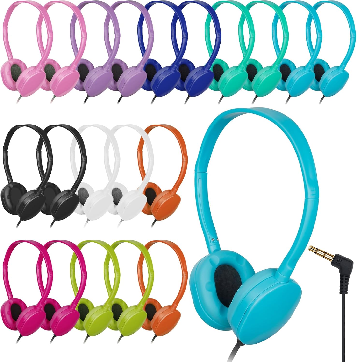 30 Pack Bulk Headphones for Classroom School, Durable Wholesale Wired Headphones for Kids Student Boys Girls Adults