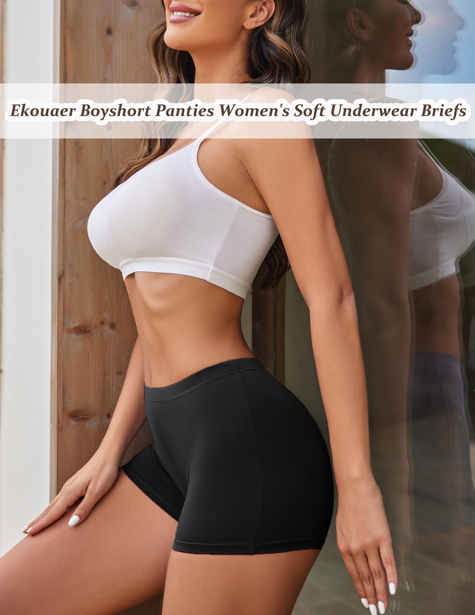 Ekouaer Boyshort Mutandine da Donna morbide Slip Invisibili, Confezione da 3 Boxer Senza Cuciture, Taglie S-XXL