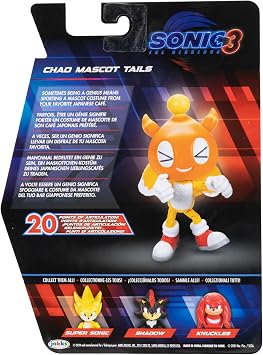 Sonic 3 Movie Action Figures 5-Inch Chao Mascot Tails Collector Toy Figure, Highly Articulated for Boys Girls - Officially Licensed Sonic The Hedgehog 3 Movie Product
