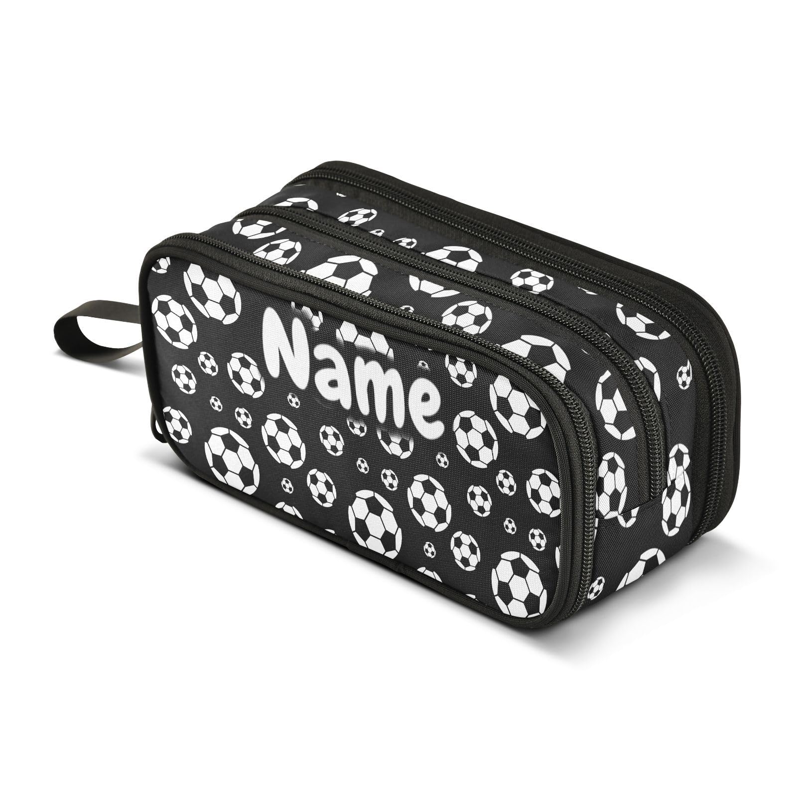 Mnsruu Custom Name Football Soccer Pencil Case Boys Girls Personalized Pen Bag School Office Stationery Organizer Pencil Pouch Holder Kids Teens Adults