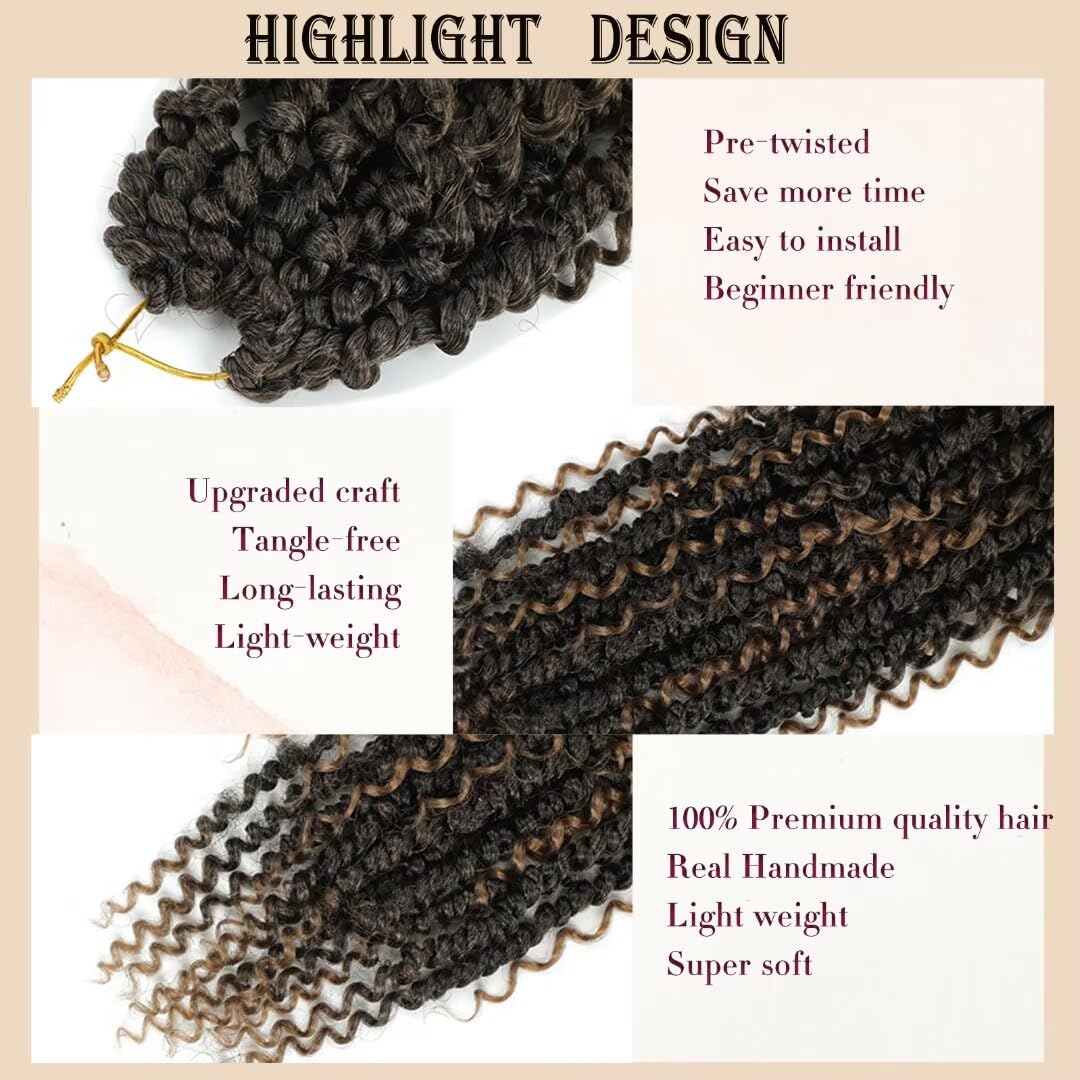 8Packs Goddess Passion Twist Crochet Hair 18Inch Boho Passion Twist Hair with curly end Pre-twisted Crochet Braiding Hair for Black Women (#T1B/27)