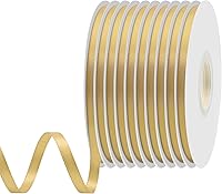 Vista 88 de Cinta de satén rosa polvoriento de doble cara, 3/8 pulgadas x 50 yardas, cintas de poliéster rosa polvoriento para envolver regalos, cinta de tela