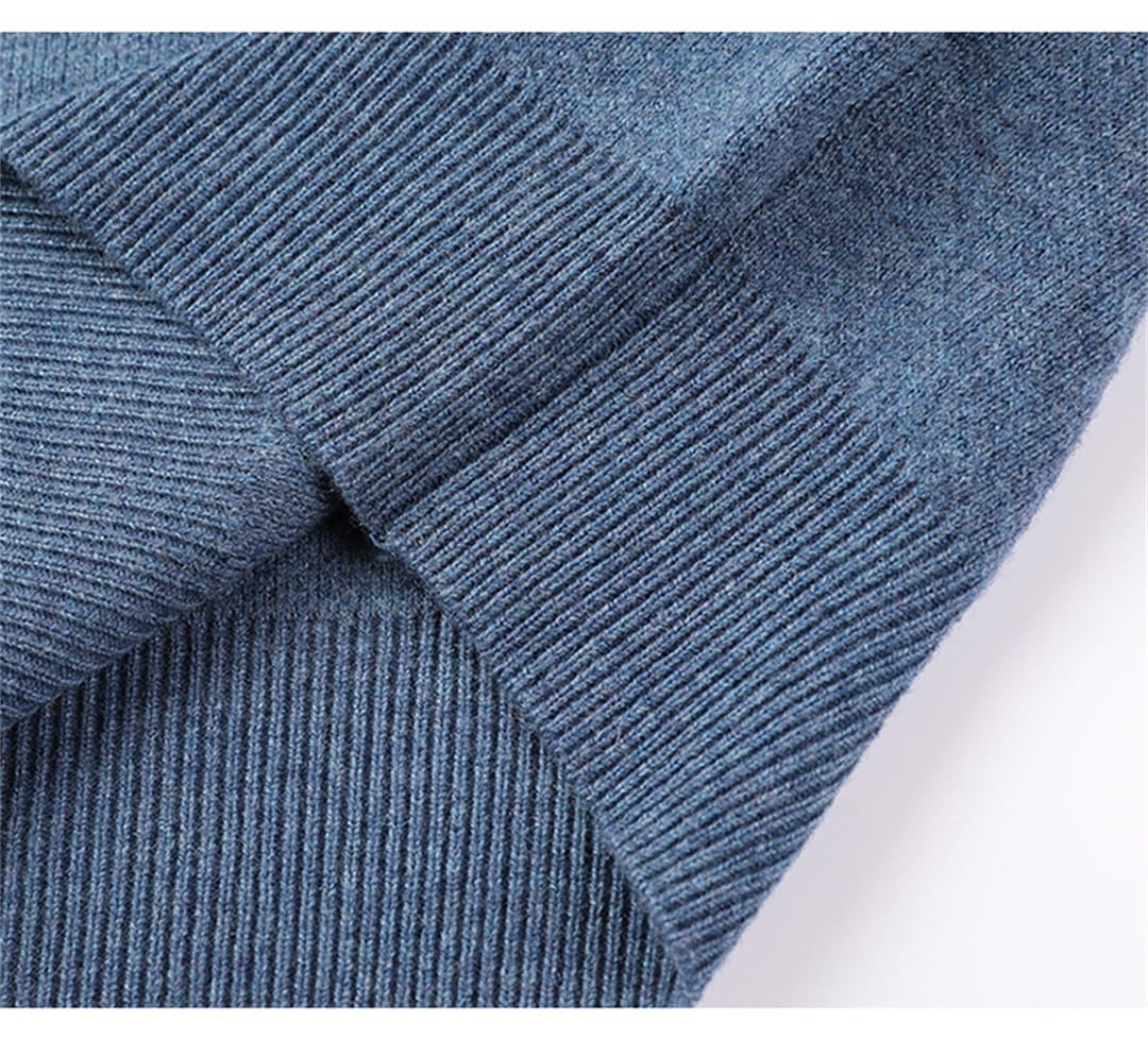 Maglione di Cashmere da Uomo Camicia Invernale con Fondo in Lana Tinta Unita Maglione Casual A Collo Alto A metà Tinta Unita
