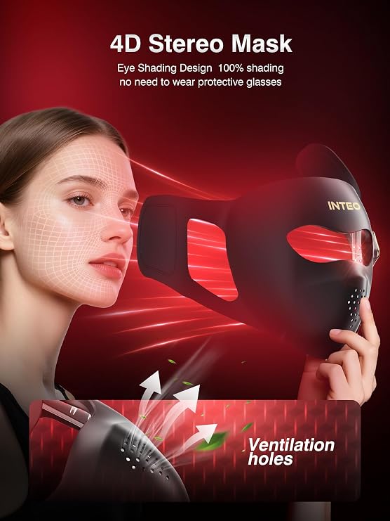 4D Wireless Red Light Therapy for Face, 328 LEDs 4 Modes LED Face Mask for Youthful Skin, 4000mAh 4Hours Rechargeable Smart Remote, Eye Protection, Skincare Wrinkles, Fine Lines, Dark Spots for Women