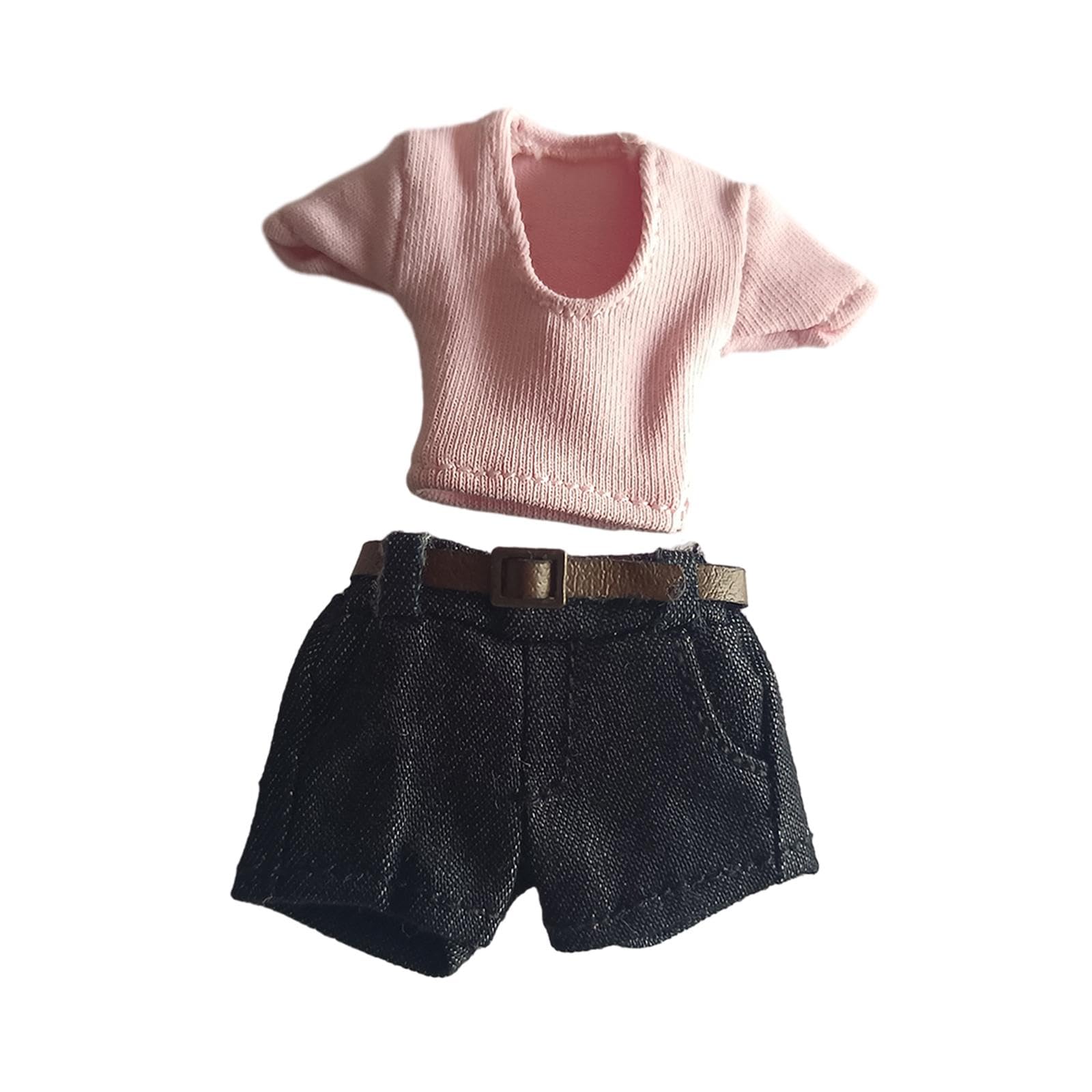 3 Stück Puppenkleidung für 1/12 Weibliche Actionfigur Enthält T Shirt Shorts Gürtel Modisches Outfit Aus Stoff für Kinder Erwachsene Bastelideen Samml, Stil b