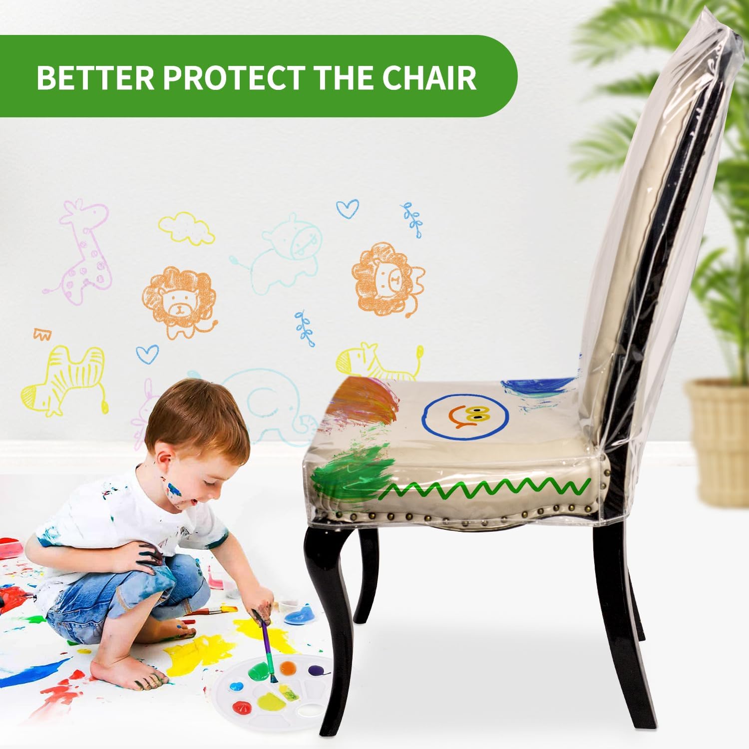 Plastic Dining Chair Covers Crystal Clear PVC Seat Protector for Dining Room Chair with Backrest Waterproof Chair Slipcovers for Home Party Hotel Wedding Ceremony Fit 21W *18.5D inch (6)