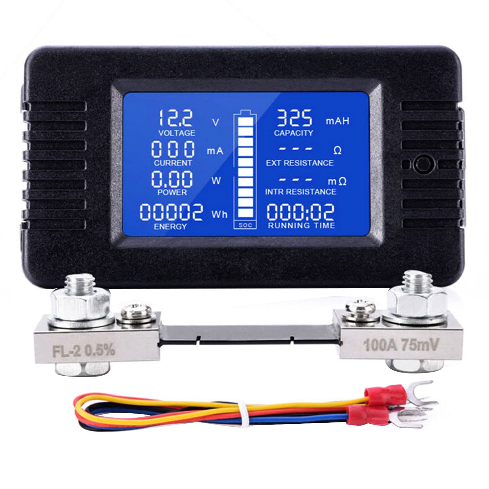 Irovami LCD Display Digital t Voltage Solar Po-wer Meter Multimeter Ammeter Voltmeter Batt-ery Meter
