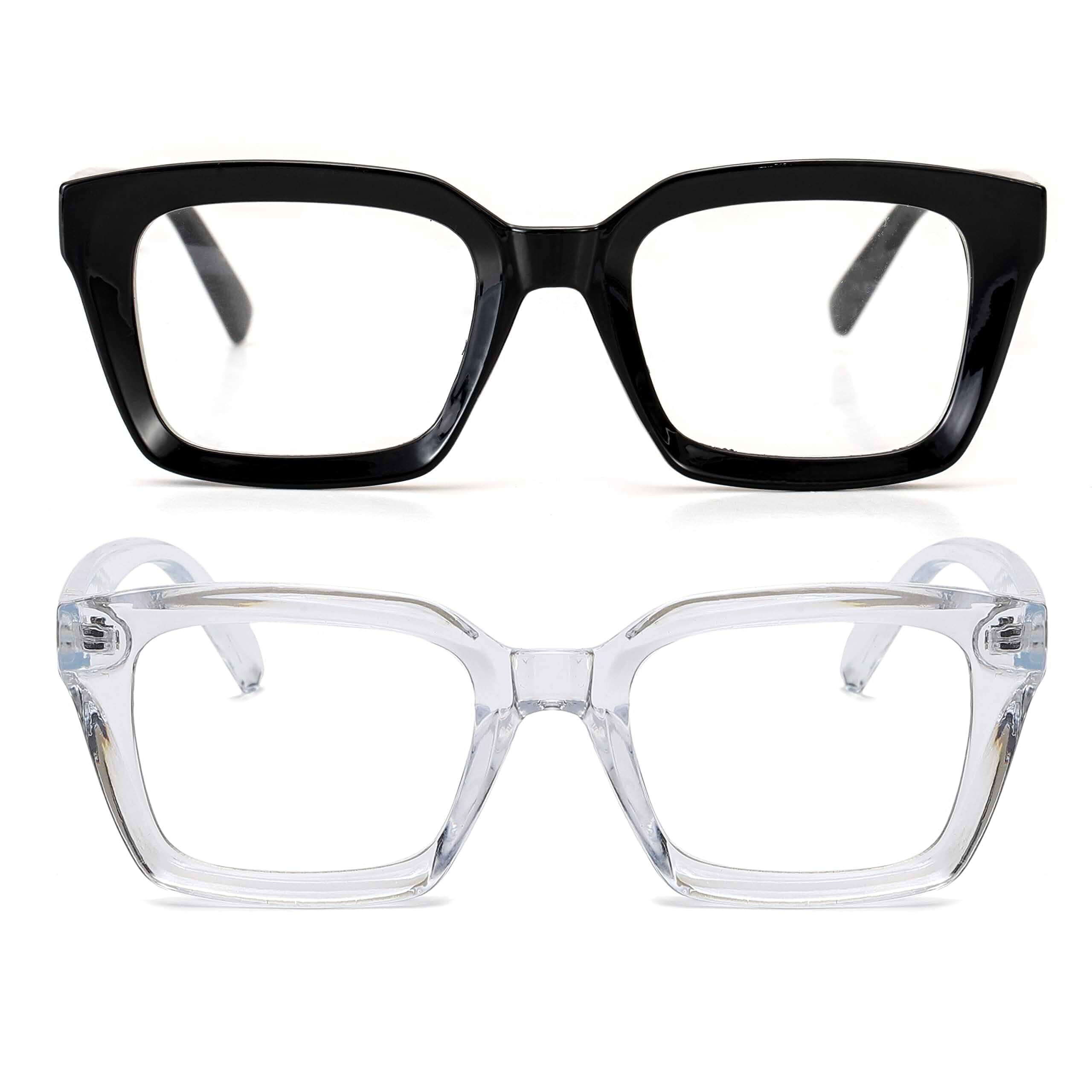 Onrtry Thick Square Frame Glasses for Women Men Non-prescription Clear Lens Eyeglasses