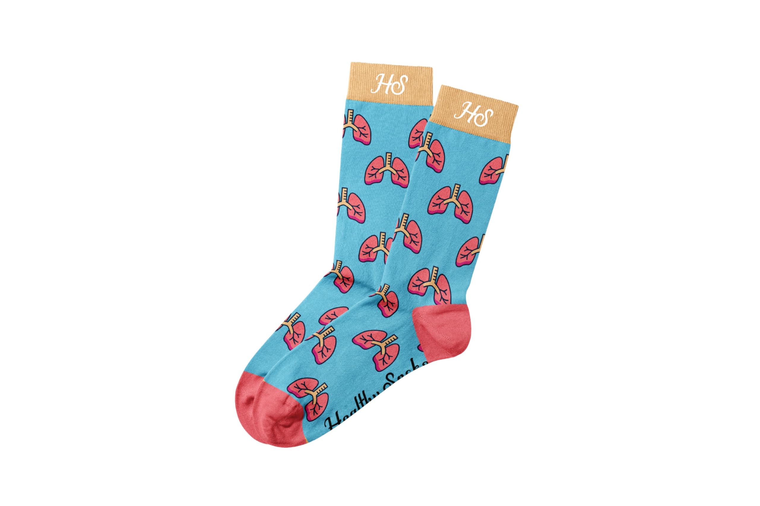 Healthy Socks Lung Anatomy Socks – Respiratory & Pulmonology Design, Doctor & Nurse Gift, Medical Student & Healthcare Worker Present, Crew Socks, Size 36-40