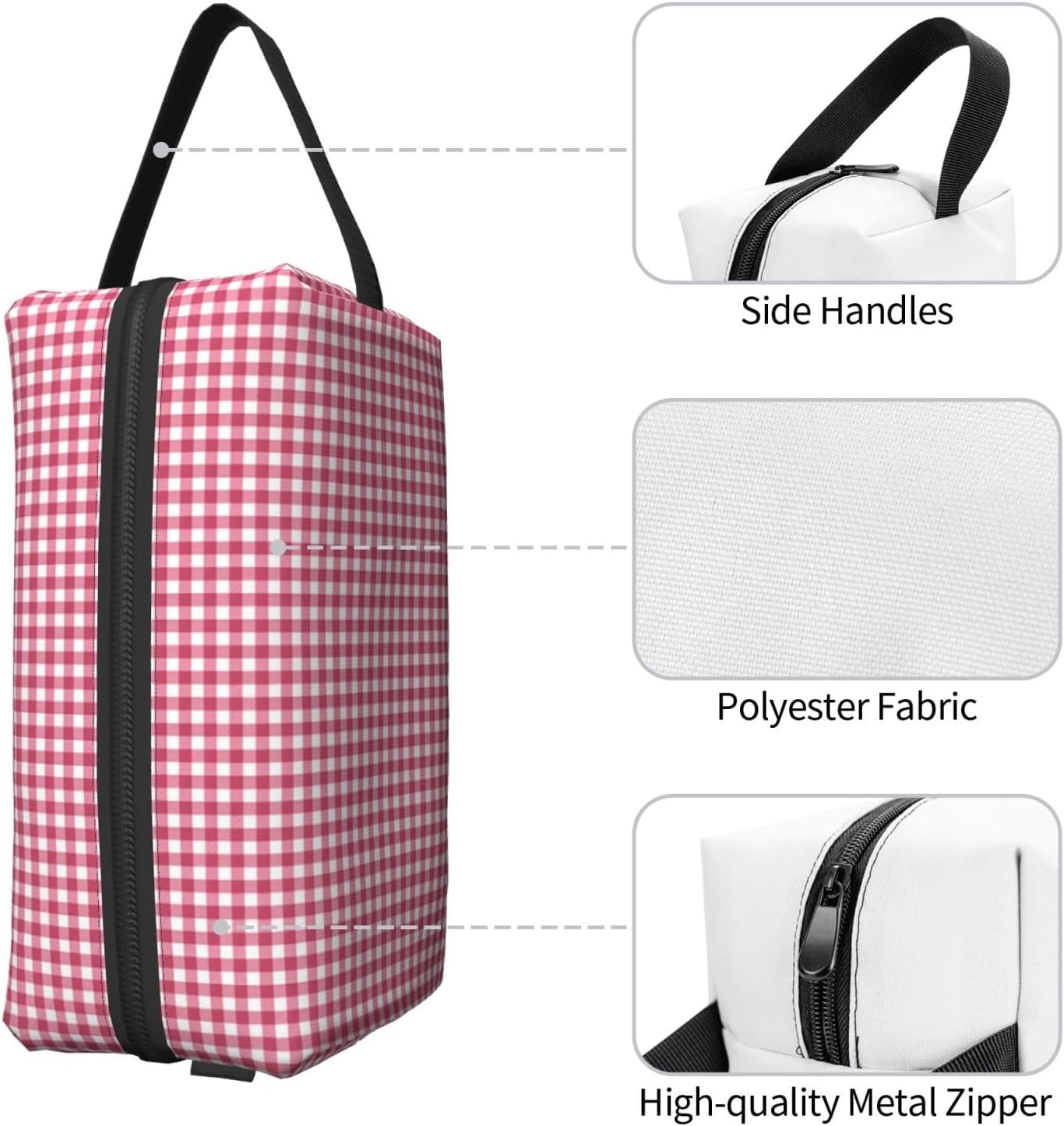 Classic Red Gingham Plaid Pattern Travel Toiletry Bag Toiletry Bag For Women Men Hanging Cosmetic Bag Travel Accessories For Women Men image 3