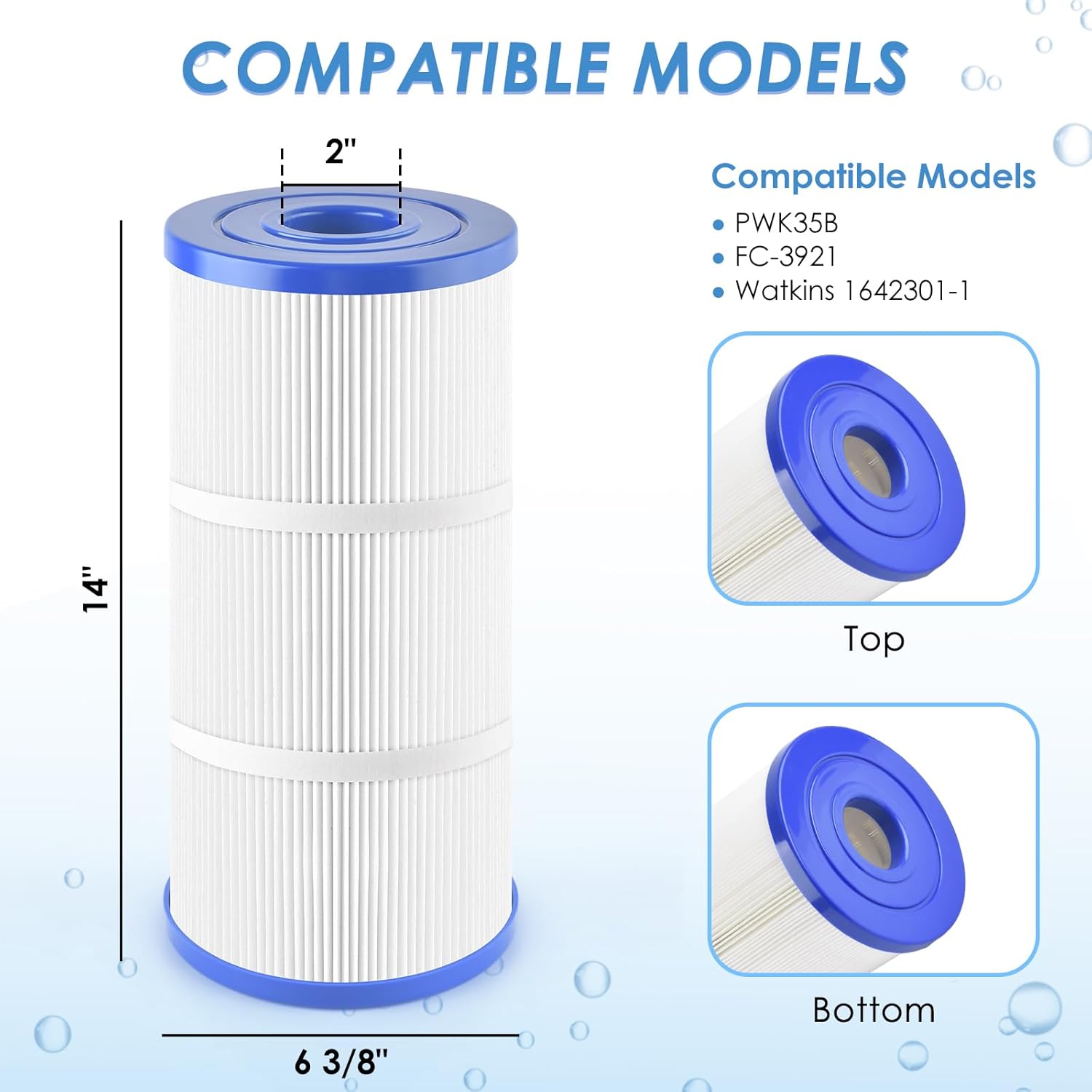PACETAP Spa Filter Replacement for PWK35B Fit for Watkins Hot Springs Limelight Series, 2 Pack Hot Tub Spa Filter Cartridge Compatible with Watkins 1642301-1, 78161, 78286, Filbur FC-3921 - Image 2