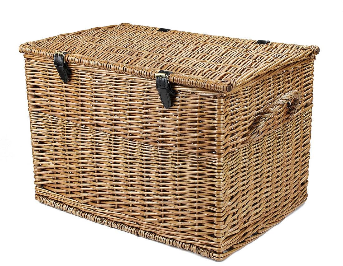 Gadsby 22 Inch Deep Wicker Storage Basket Trunk Chest