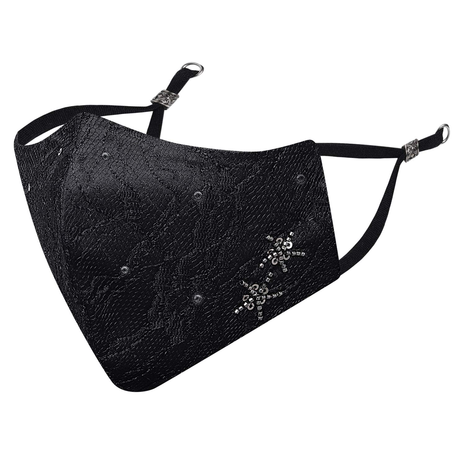MASQ By Q-One Starburst 4 Layer, Reusable, with Detachable Chain & Ear Adjusters, Anti-Bacterial (BFE>99%) Satin Cloth Face Mask for Women, Girls (Pack of 1)-picture-41