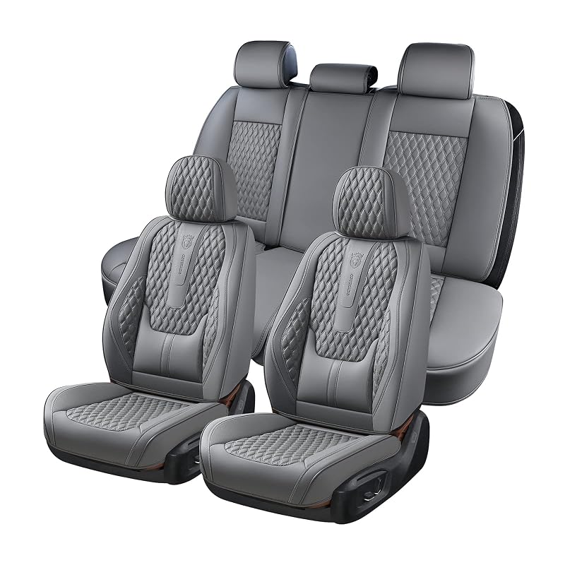 Capa para banco automotivo Coverado em couro Nappa, conjunto completo cinza A/Gray com suporte lombar