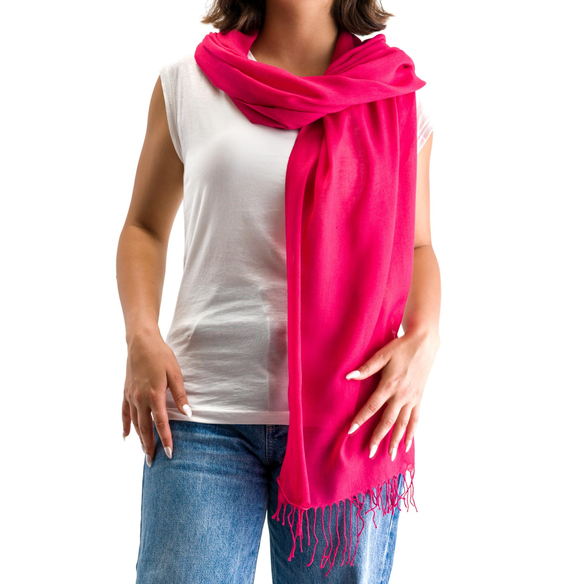 2 Pcs Moxvio Pashmina Shawls and Wraps, women's scarves & wraps, shawls and wraps for women, wedding shawls and wrap, chiffon scarf, cotton pashmina shawl, fuchsia scarf for women UK, fuchsia pashmina