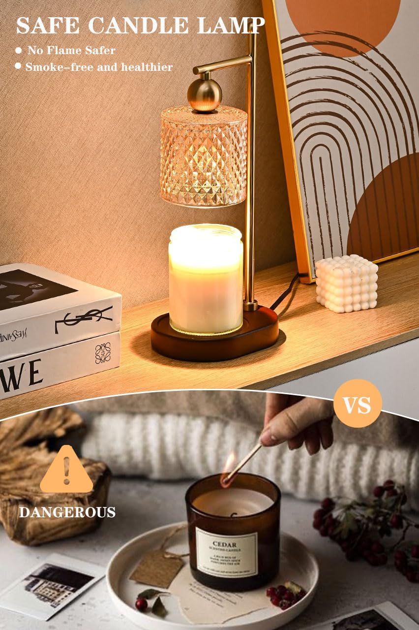 Glass Candle Warmer with Timer and Dimming Function, Perfect as a Birthday Present for Women，a Unique Candle Warmer Gift for Mum， a Housewarming Present， or as a Decorative Item for a new Home