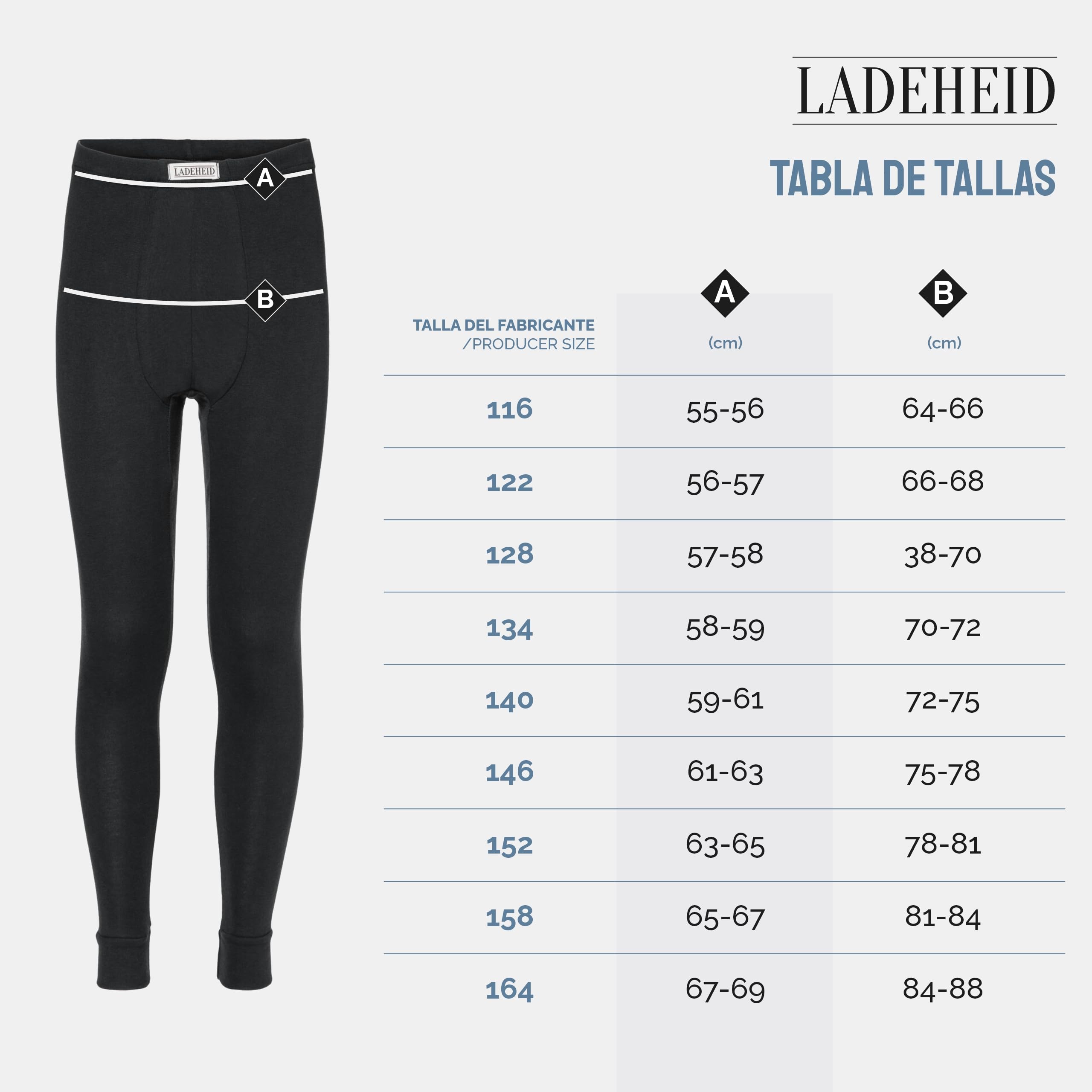 Ladeheid Calzoncillos Niño Largos Algodón - Ropa Termica Interior para Invierno - Pantalones Térmicos Niños Cálidos y Transpirables, Ideal para Frío y Uso Diario LA40-248