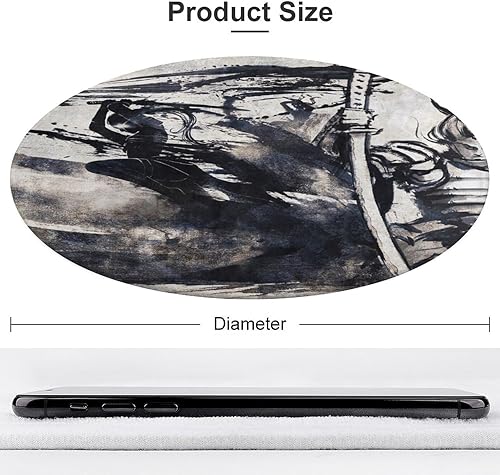 Miniatura 2 de Alfombras redondas de 3 pies Samurai japonés para sala de juegos, antideslizantes, estilo tinta, suaves y absorbentes, decoración para sala de