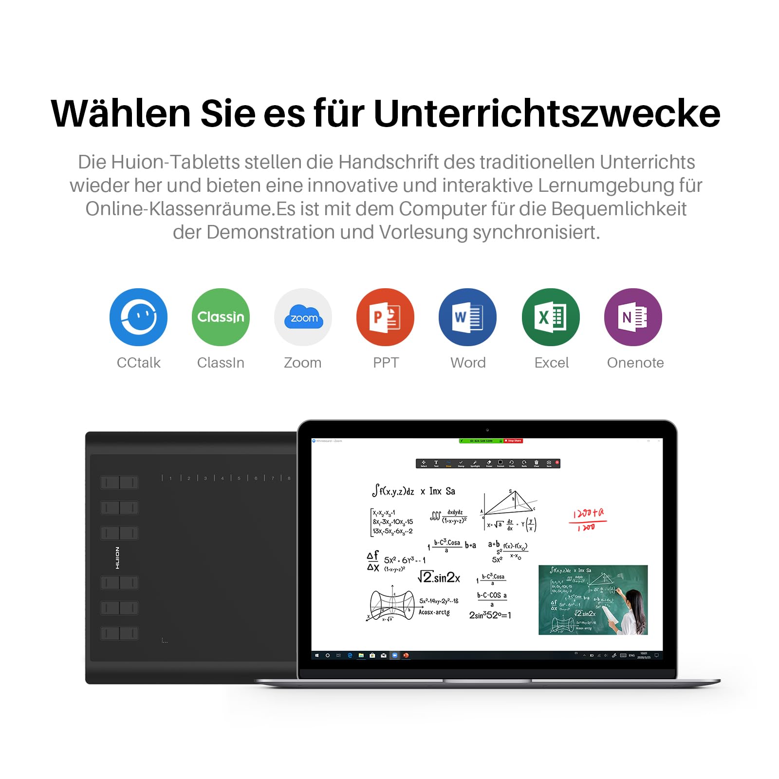 HUION Inspiroy H1060P Grafiktablett mit 10 x 6,25 Zoll Arbeitsfläche, Batterielosem Eingabestift und 12 Hotkeys, Zeichentablett für Win, Mac, Android,Ideal zum Zeichnen, Online-Unterricht und Arbeiten