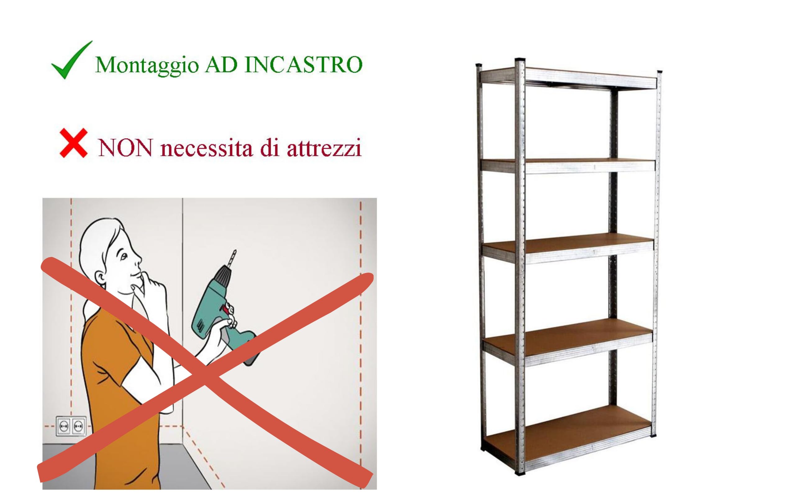 Scaffale In Metallo per Garage Scaffali Ripiani in MDF Scaffalatura Alta Portata Fino a 875 kg 5 Ripiani Regolabili 90 x 40 x H180cm per Box Ripostiglio Officina Cantina Magazzino Modulare (2)