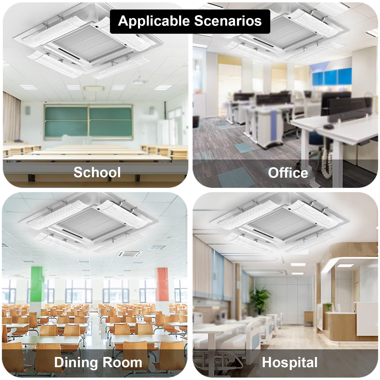 Set di 4 Deflettore Condizionatore a Soffitto, Deflettori per Condizionatori Regolabili, Anti-Flusso D'aria Diretto, Estensibili da 50 a 70 cm, Installazione a Clip