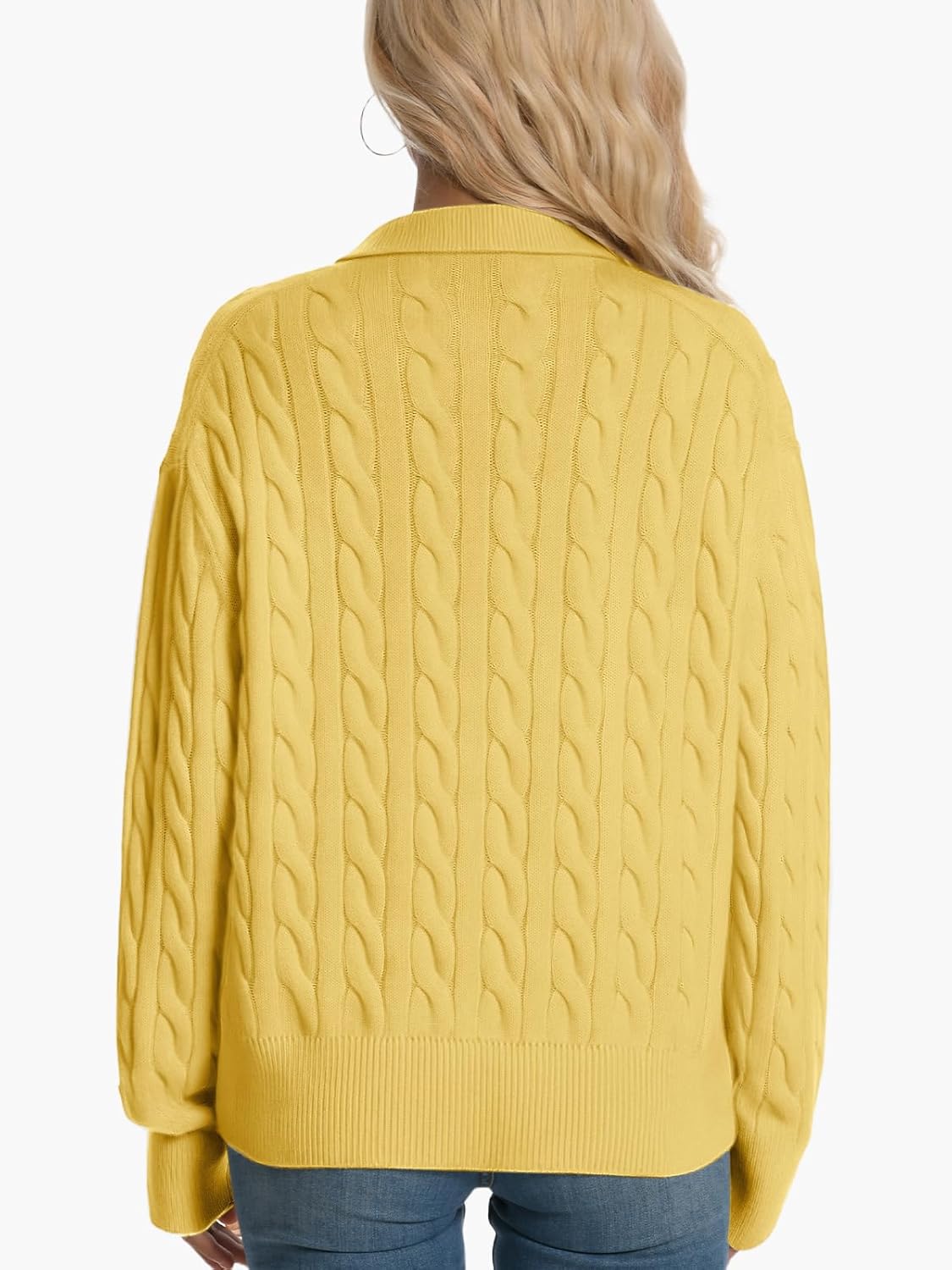 Womens Oversized Cable Knit Sweater Fall Fashion 2025 Lapel V Neck Chunky Pullover Tops Causal Winter Outfits - Image 2