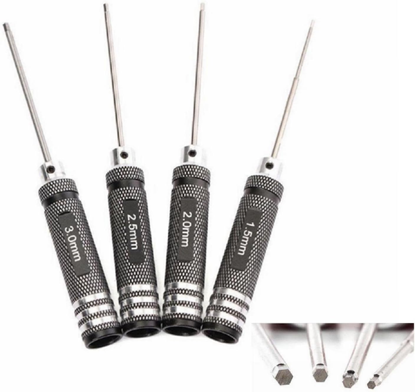 Hex Screwdriver Screw Driver Tool Kit Set for RC Car Helicopter Black(1.5mm 2.0mm 2.5mm 3.0mm)