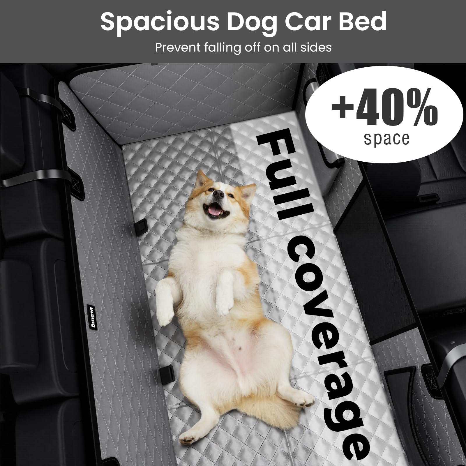 Pecute Coprisedile Cani per Grandi SUV/Camionetta con Fondo Duro 145x73 cm,2025 Aggiornato Materia, 3-in-1 Auto Telo & Estensore & Barrier, Impermeabile Antigraffio, Texture Divano, Fino a 150 kg