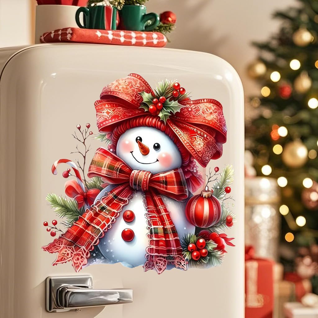 Christmas Toilet Stickers Snowman Self-Adhesive Santa Red Winter Toilet Lid Decals Waterproof Decorative Toilet Seat Cover Stickers for Xmas Party Home Bathroom Wall Decoration (2 Sheets)