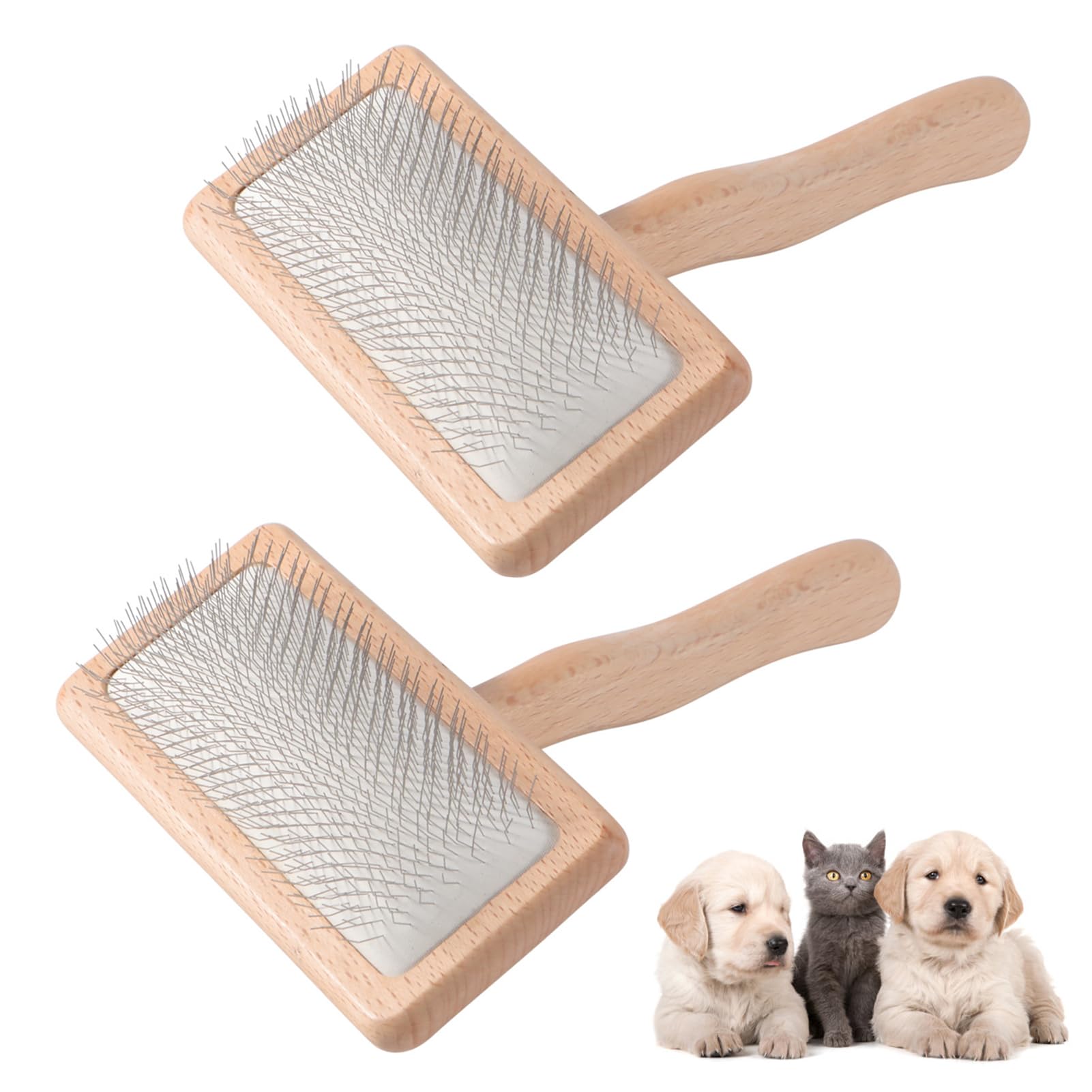 Tongdejing 2pcs Wool Carders, Air Cushion Hand Carders Wool Needle Felting Brush Slicker Brush Comb Grooming…