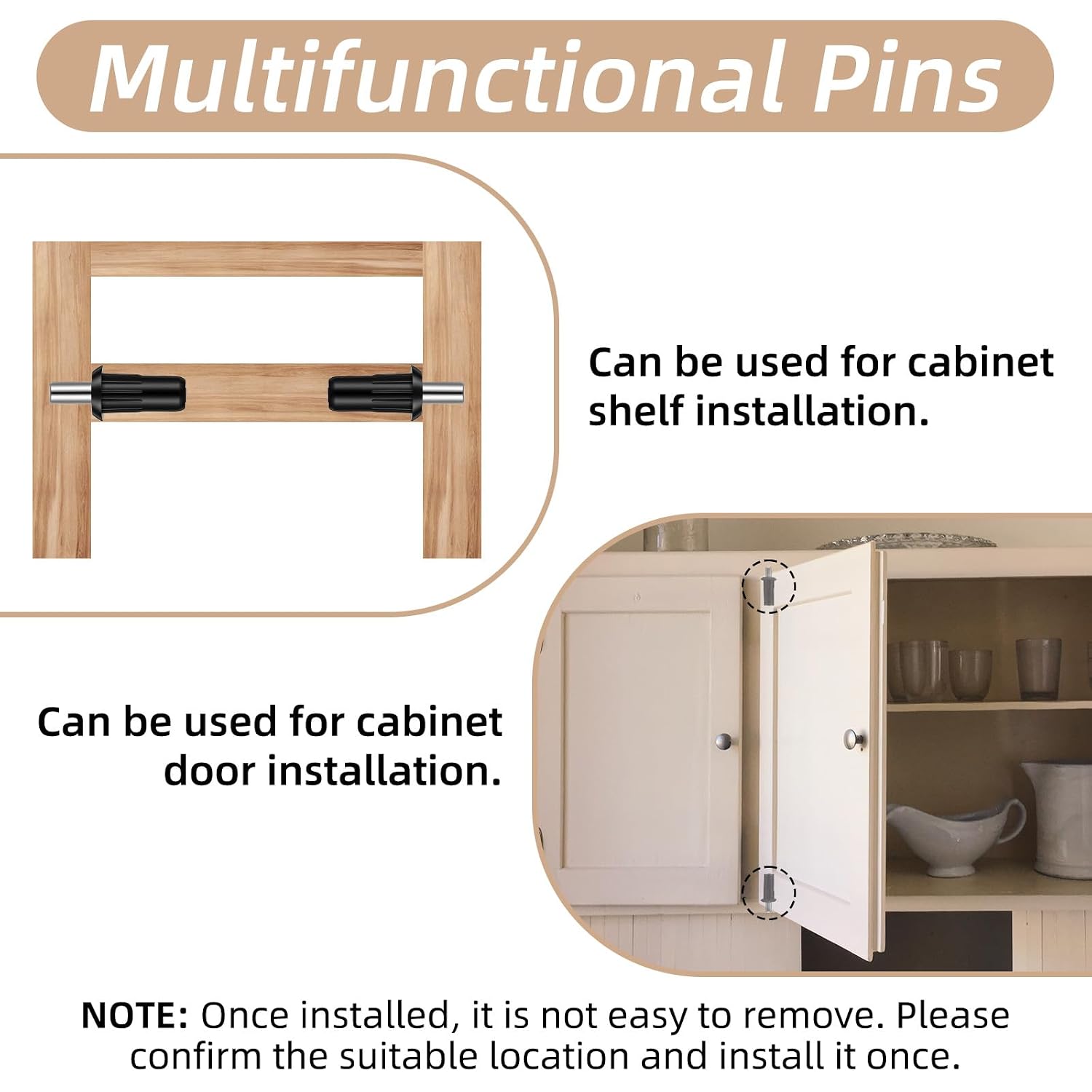 24PCS Cabinet Door Repair Pins, Spring Loaded Pin, Damper Replacement Repair Spring Pins for Connecting Small Furniture Doors Panels and Blinds, Black