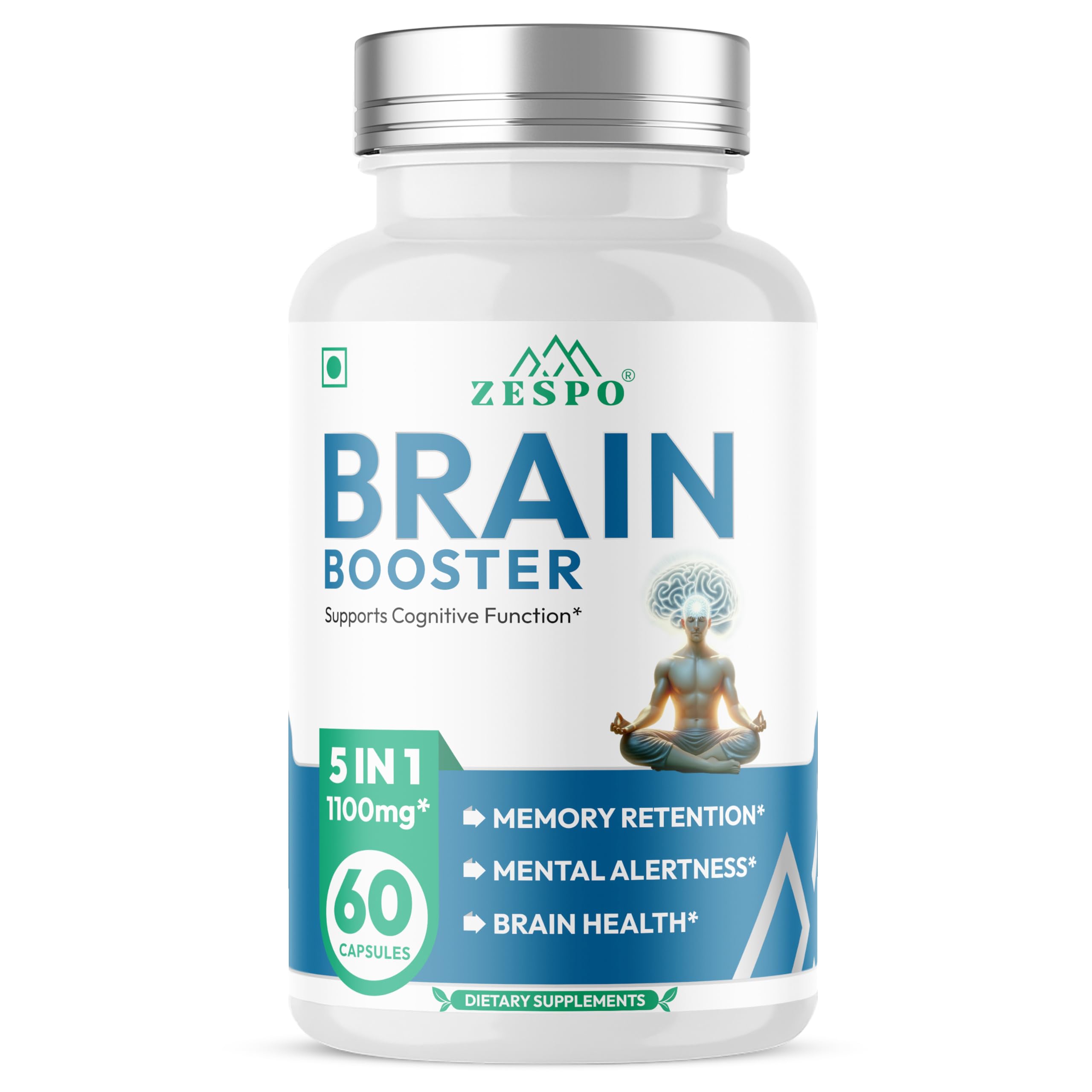 Brain Booster 1100mg - Advanced Nootropic Supplement for Memory, Focus & Clarity - GABA, Lion's Mane, Bacopa - Supports Cognitive Function & Mental Alertness