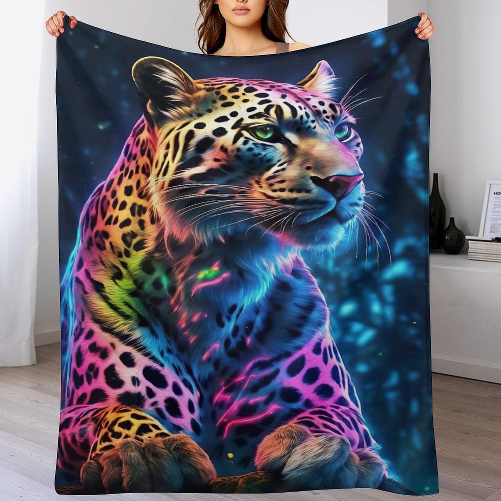 Manta de franela de leopardo grande para cama cuatro estaciones