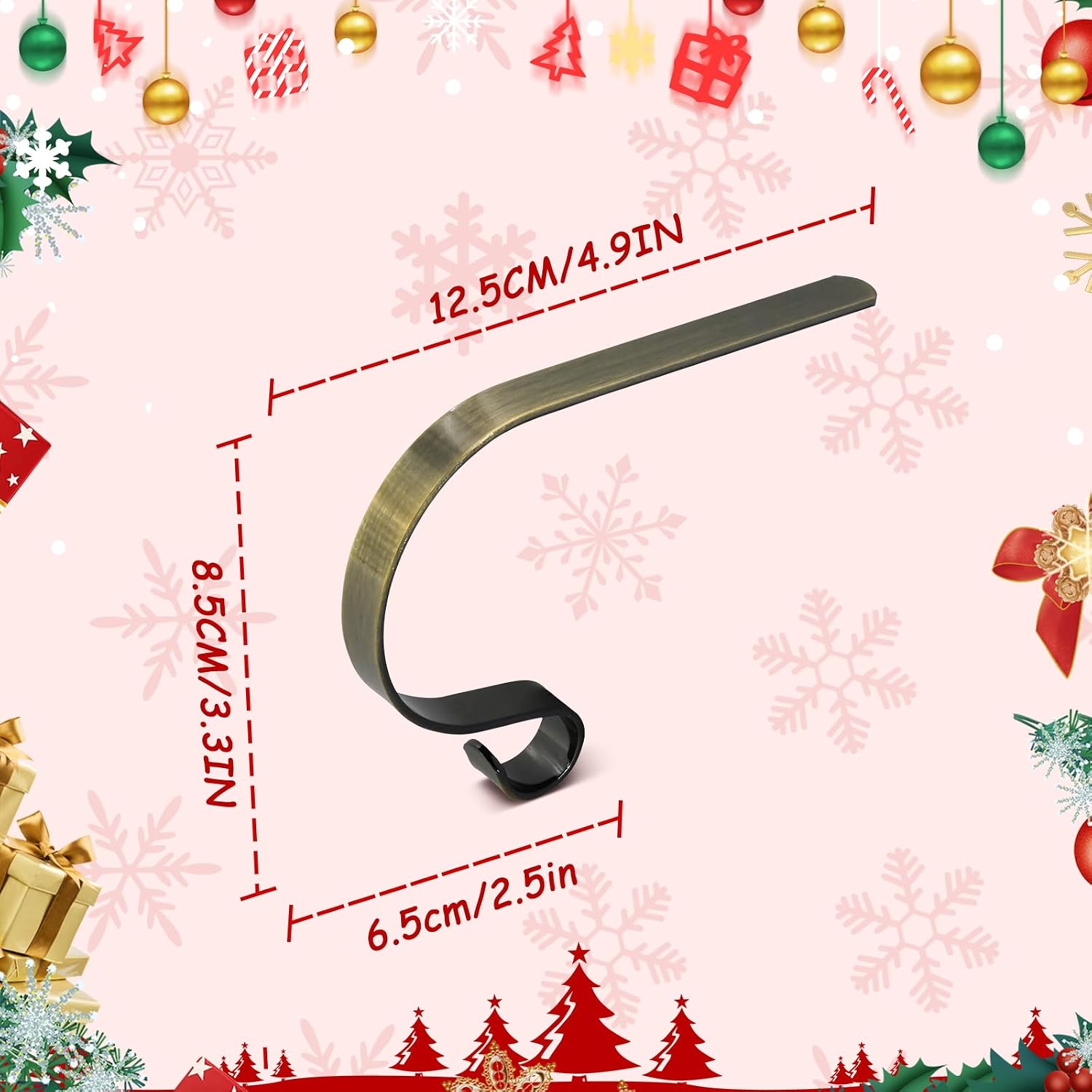 YuQi Christmas Stocking Holders for Mantle Set of 6, Stocking Hangers for Mantel, Fireplace, Christmas Decorations,Mantel Stocking Hooks Clip for Xmas Party Decor - Bronze