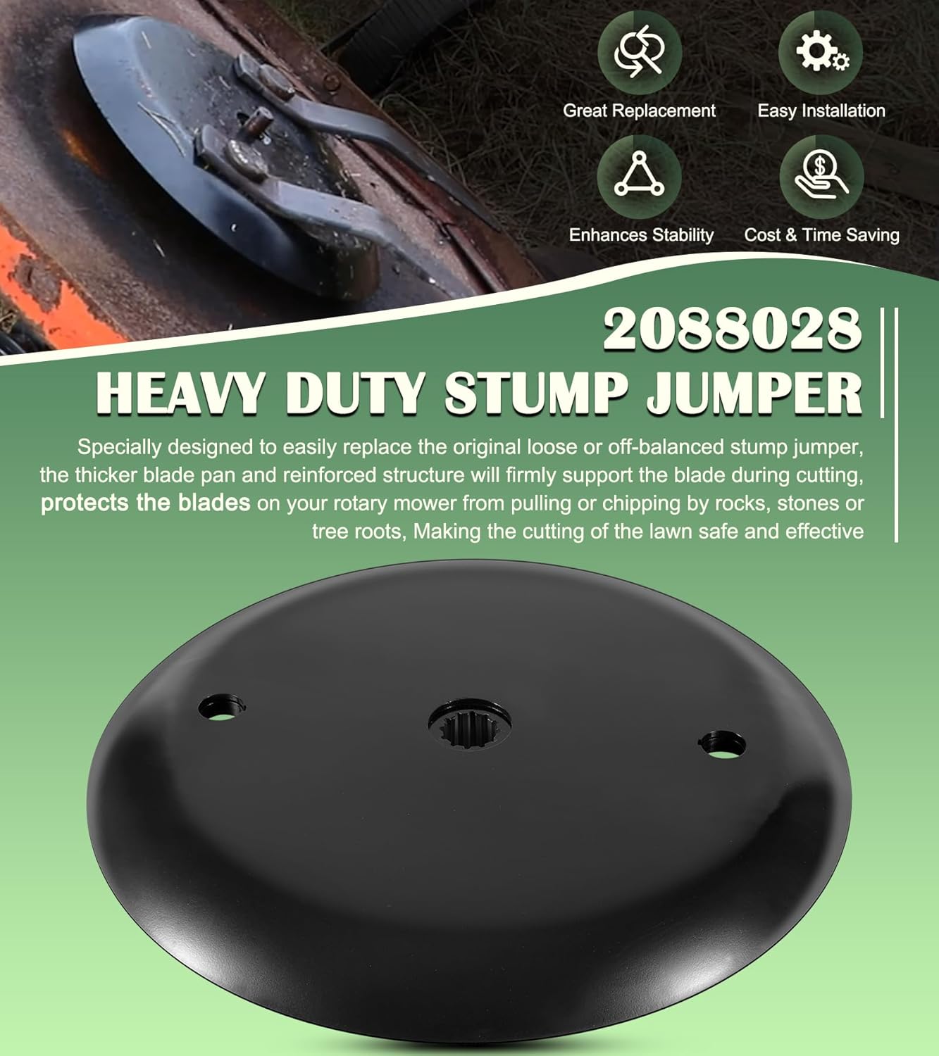2088028 Upgrade Heavy Duty Reinforced Stump Jumper Perfect for 4', 5' and 6' Cut Rotary Mowers with 40 HP Gearboxes, Black