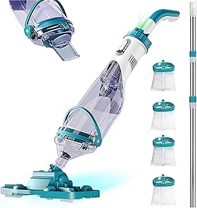 Cordless Pool Vacuum for Above Ground Pool 19.5 GPM,All Angle&LED Display,Handheld Rechargeable Spa Vacuum Cleaner for Inground Pools for Hot Tub, Leaves,Debris,Shallow Steps