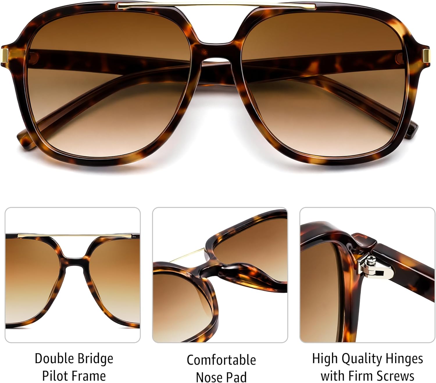 FEISEDY Trendy Aviator Sunglasses for Women Men Square 70s Lightweight Shades B4199 - Image 4