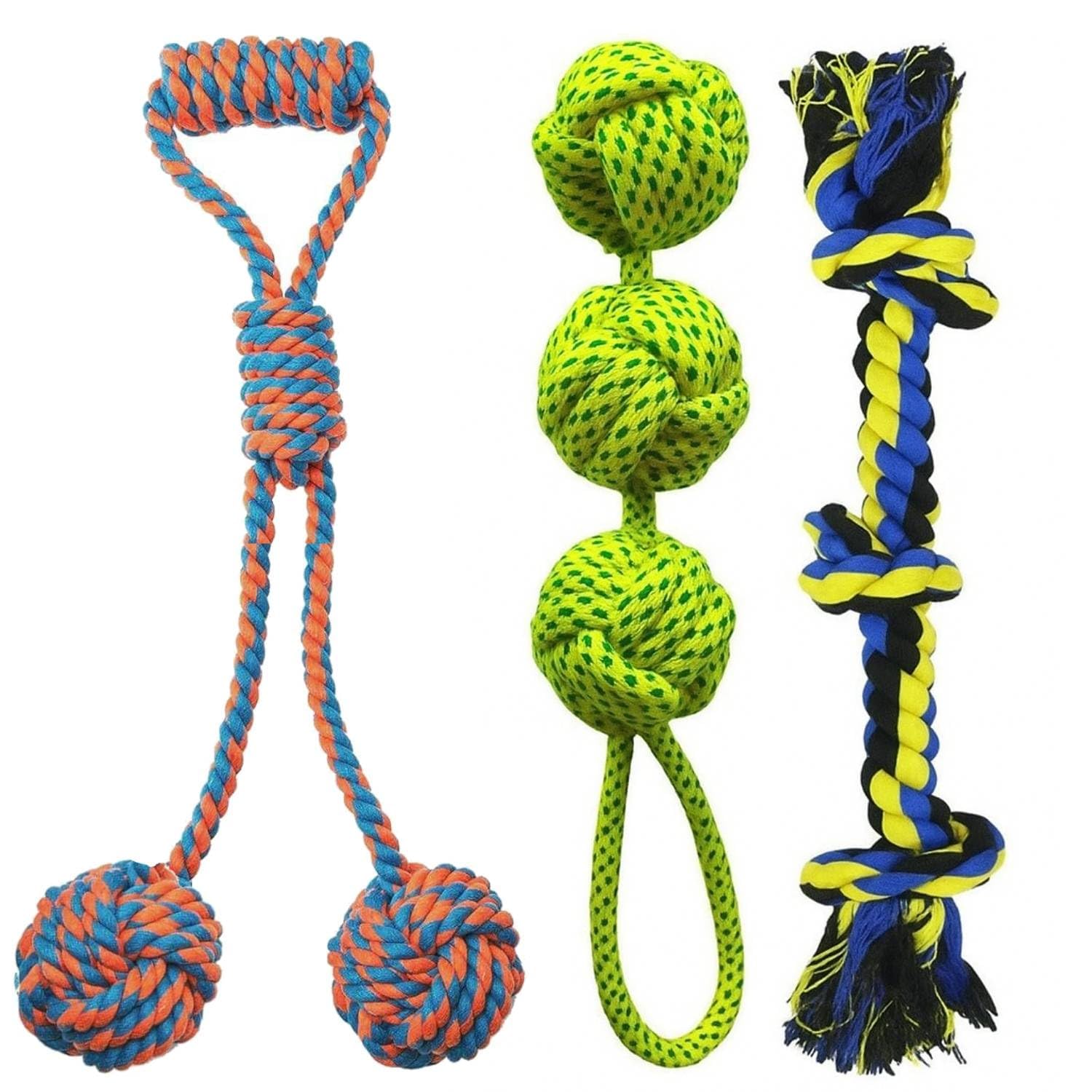 Dog Chew Tough Toy for Aggressive Chewers, Heavy-Duty Rope Toys for Medium & Large Breeds, 3 Knots Indestructible Cotton Chewing Dental Toy Combo Teething, Tug, Training – (Pack of 3) Dog Chew Tough Toy for Aggressive Chewers, Heavy-Duty Rope Toys for Medium & Large Breeds, 3 Knots Indestructible Cotton Chewing Dental Toy Combo Teething, Tug, Training – (Pack of 3)