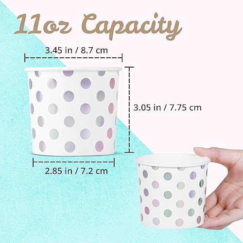 Miniatura 4 de MATICAN Vasos de papel para helado, 50 cuencos de postre desechables de 11 onzas para alimentos calientes o fríos, suministros de fiesta de 11