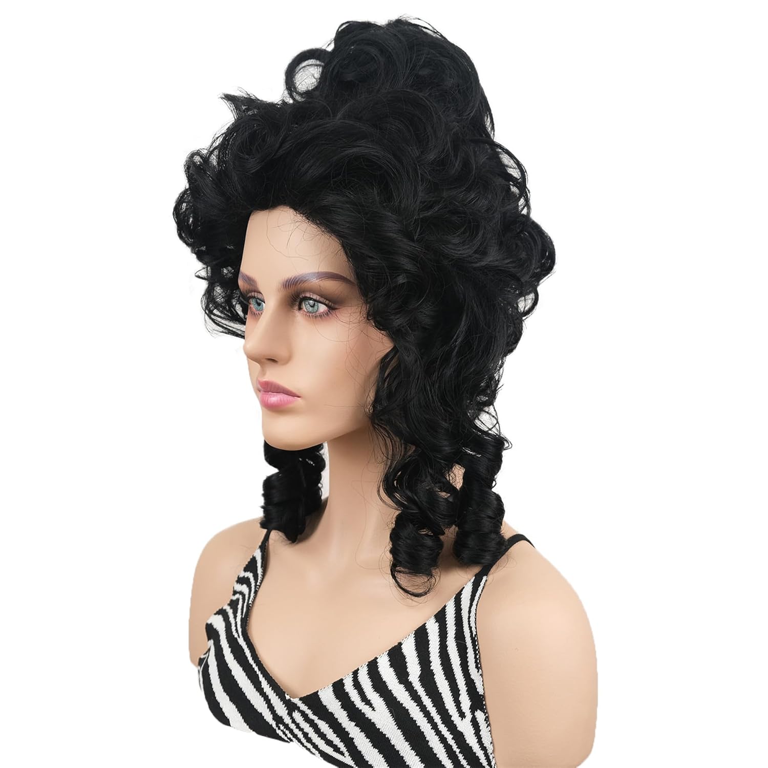 Wiginway Black Curly Wigs Beehive Wig Women Vintage Queen Halloween Costume Cosplay Party Hair