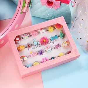 Hifot 24 pcs Anneaux réglables pour filles, Bagues Princesse Bijoux Hifot 24 pcs Anneaux réglables pour filles, Bagues Princesse Bijoux