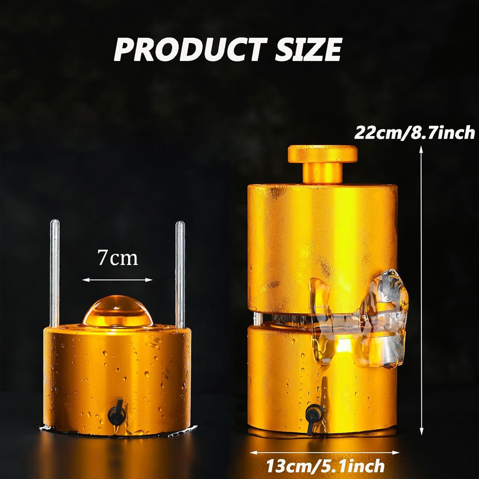Kostkarka do lodu, lotnicze aluminiowe formy do lodu, 70 mm, szybsze formowanie, długotrwałe chłodzenie do whisky, koktajli, burbona, na imprezę i wakacje