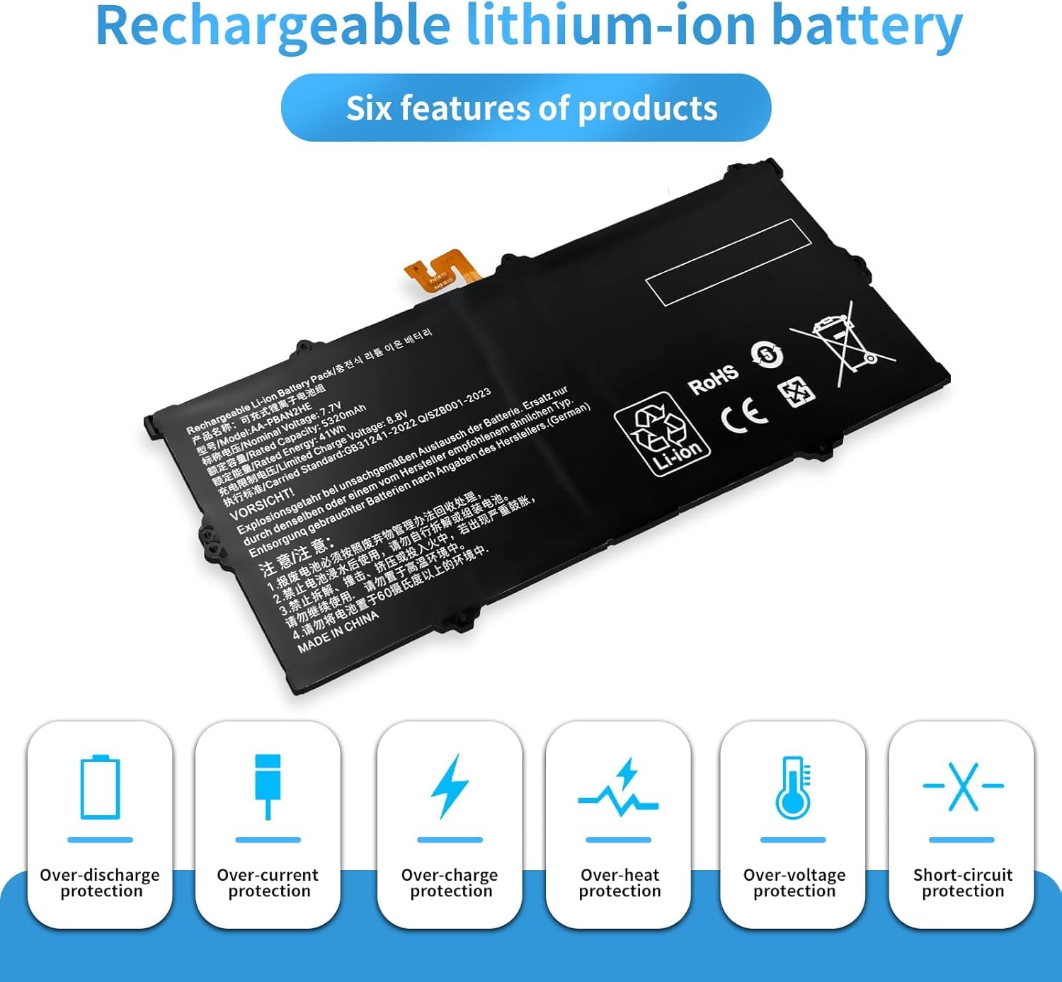 Bateria do laptopa AA-PBAN2HE kompatybilna z Samsung Galaxy Book Go 340XDA NP340XLA XE340XDA-KA3US-RB XE340XDA-KA1US XE340XDA-KA3 Seria XE340xda-ka1it (7,7 V 37Wh)