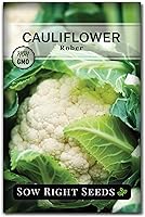 Sow Right Seeds Rober Cauliflower Seeds - Non-GMO Heirloom, Heat Tolerant, Large 12" White Heads for Home Vegetable Garden (225+ Seeds)