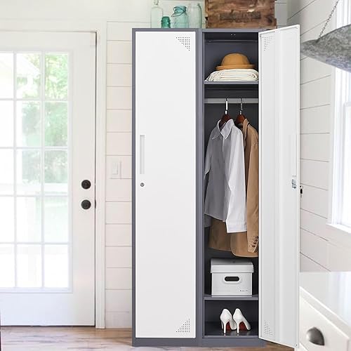 Miniatura 2 de SISESOL Taquillas de metal para empleados, armario de acero grande, armario de pared de metal, caja de bloqueo de empleados de oficina, gabinete de