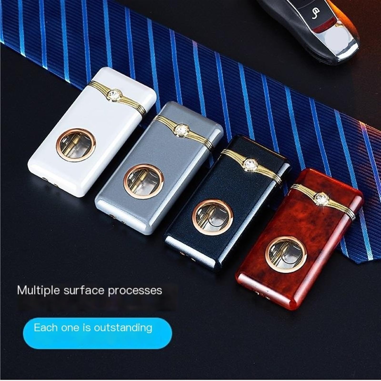 BXFFFCEO Accendino Fiamma Blu Antivento, Accendino Torcia Jet Flame, Accendino Portatile in Metallo, Accendino Fiamma Regolabile Ricaricabile for Esterno, BBQ, Camino, Campeggio, Regalo for Uomo(B