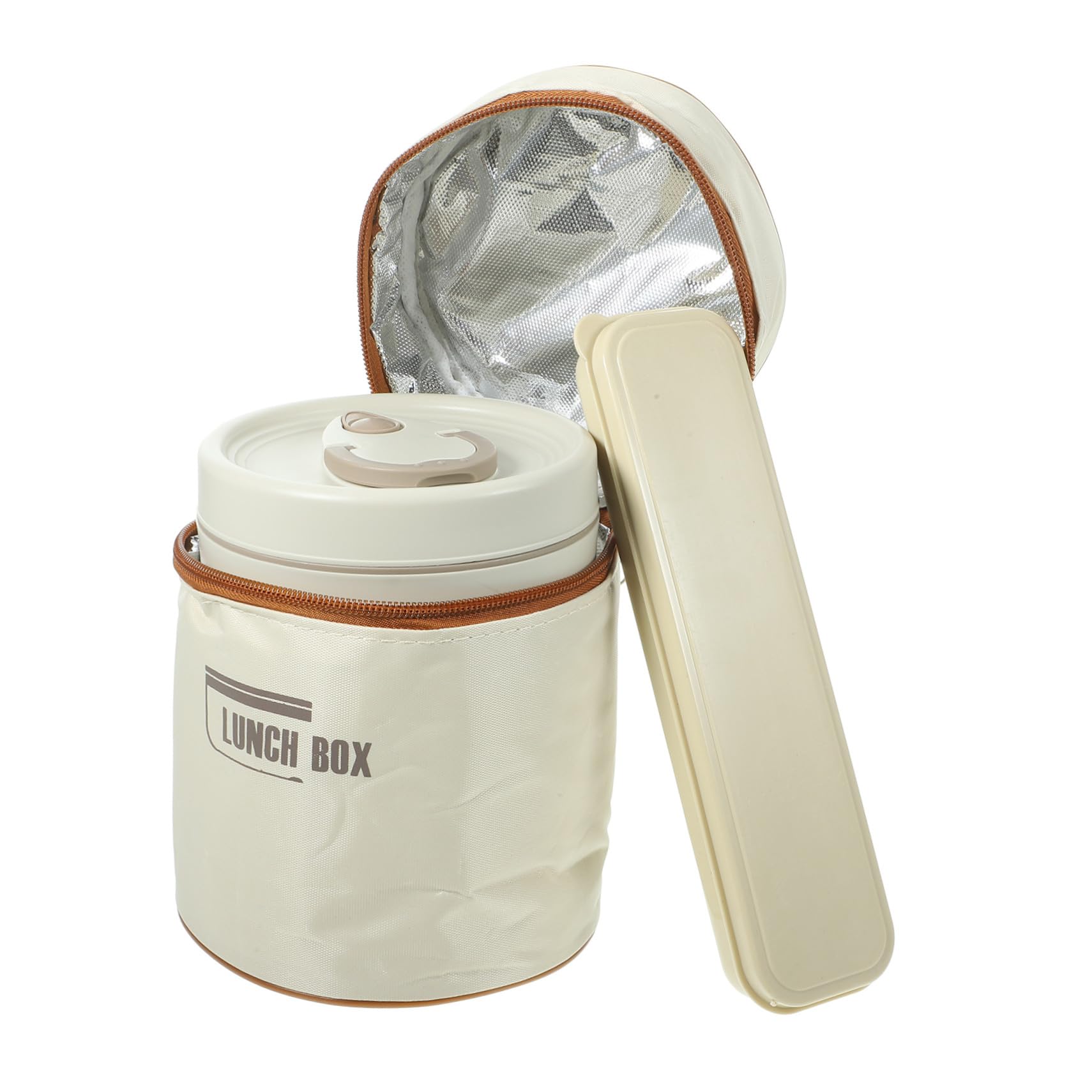 Ciieeo Contenitore Bento Box in Acciaio Inossidabile con Coperchio Isolato, Portapranzo Termico Beige, Set 2 Pezzi per Pasti Singoli e Pranzi in Movimento