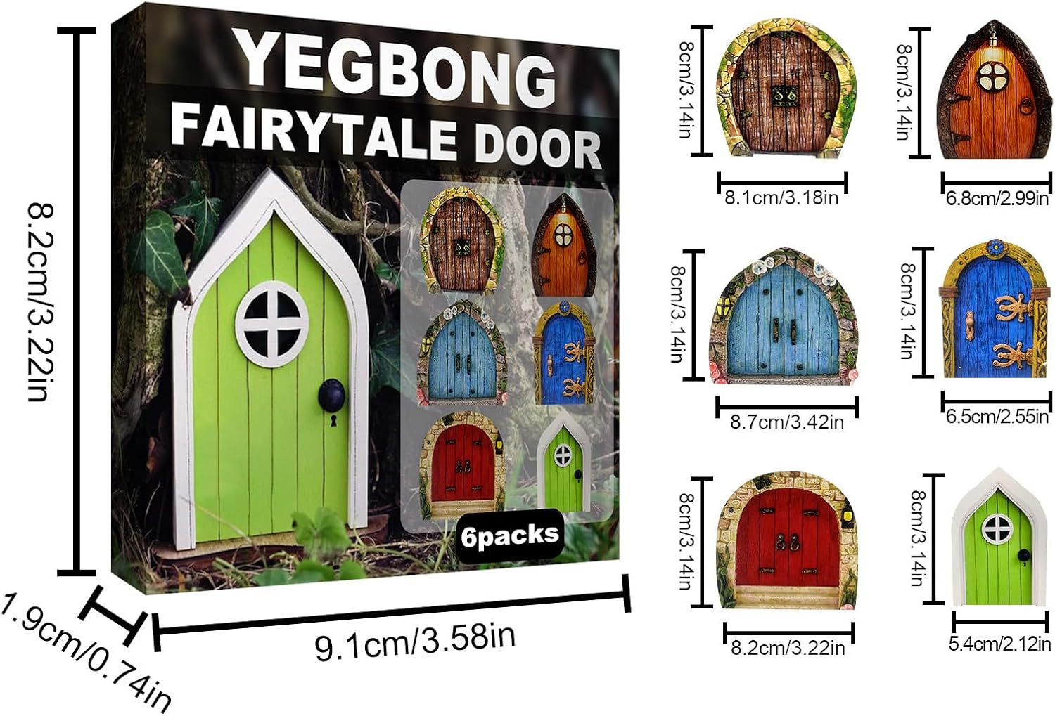 Enchanted Fairy Door for Tree Trunks - Weather-Resistant Miniature Garden Decor, 6-Piece Whimsical Outdoor Accessory Kit for Fantasy Enthusiasts(Fairy Tale Style-1)